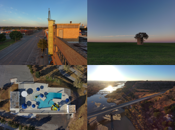 A collage of four aerial photographs.